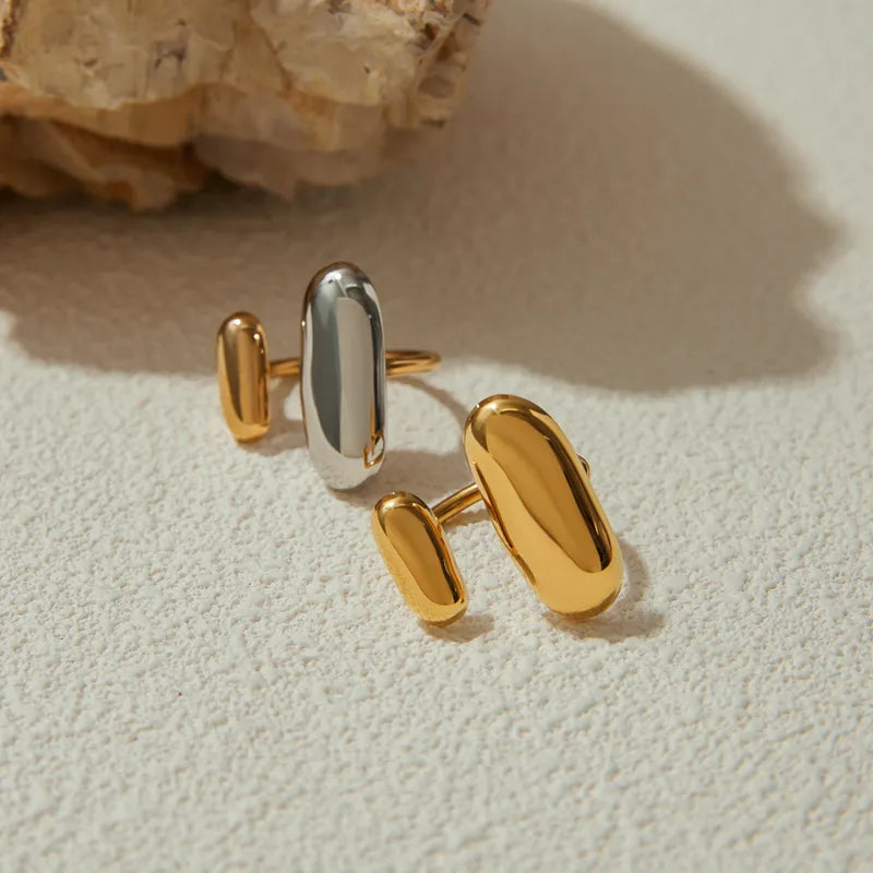 Mixed Metal Geometric Open Ring