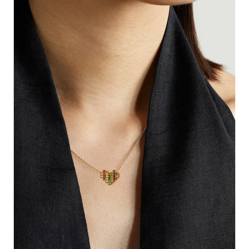 Pixel Heart Pendant Necklace