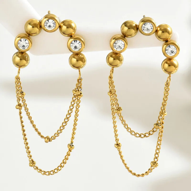 Crystal Drape Stud Earrings
