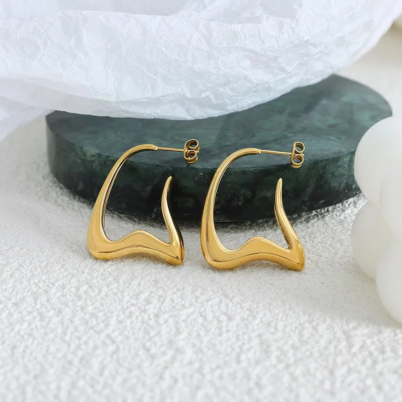 Sculpted Wave Hoop Earrings