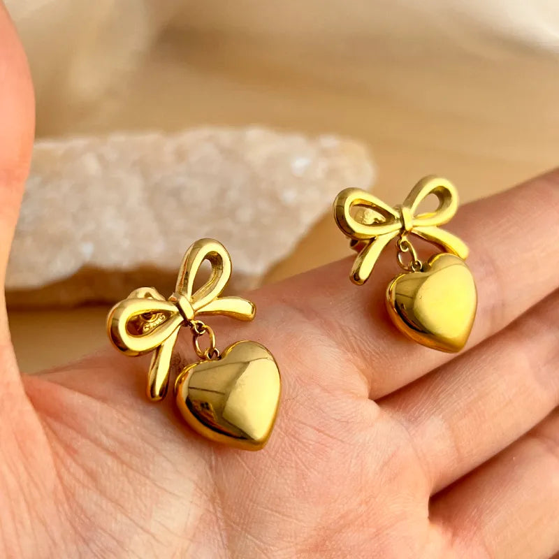 Sweetheart Bow Drop Earrings