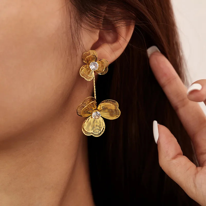 Golden Bloom Drop Earrings