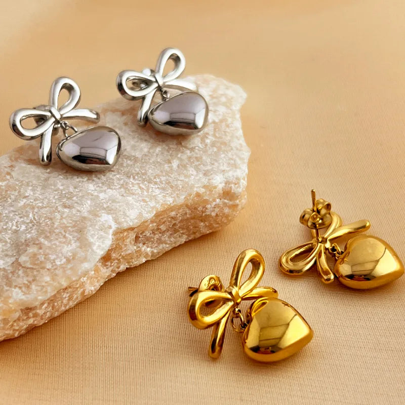 Sweetheart Bow Drop Earrings