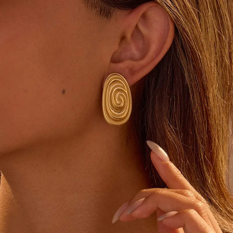Sculpted Spiral Drop Earrings
