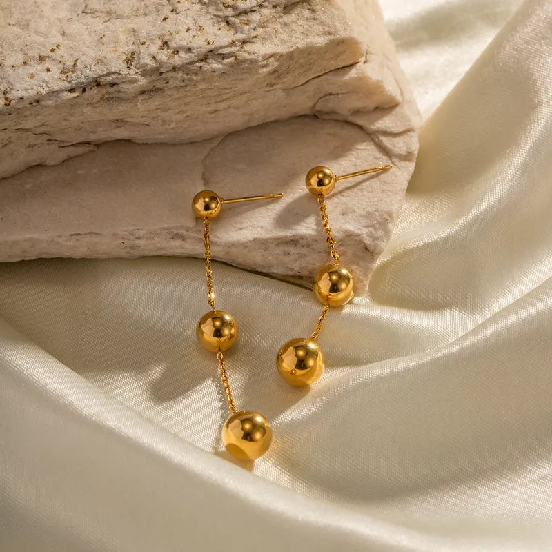 Linear Drop Ball Earrings