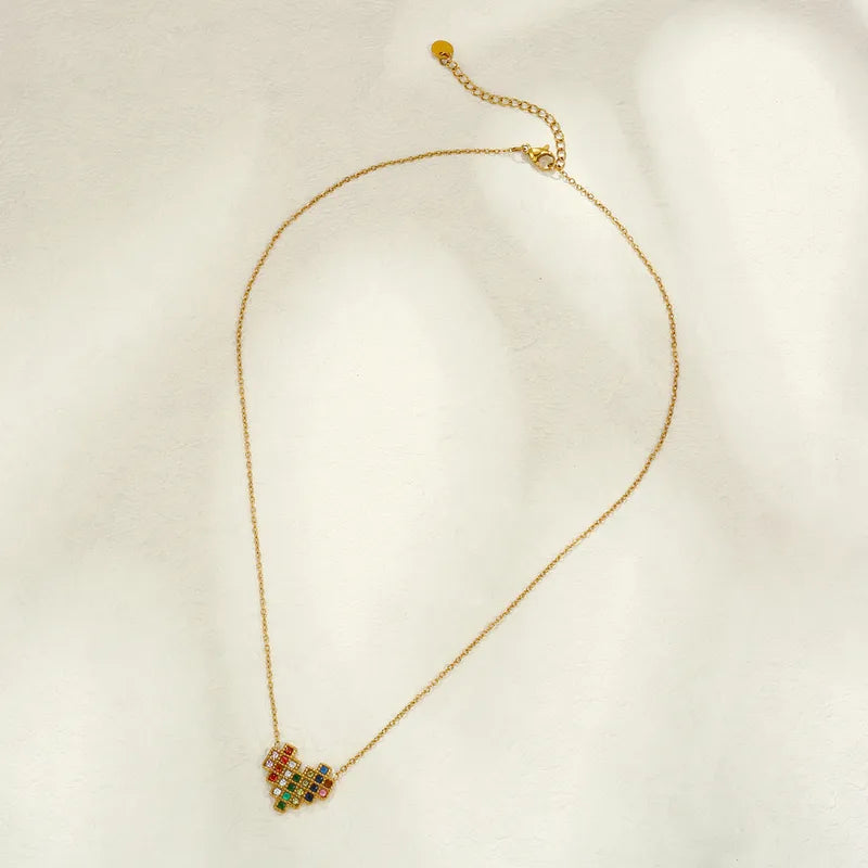 Pixel Heart Pendant Necklace