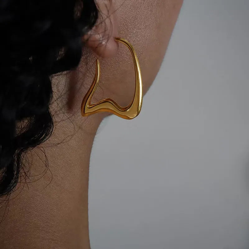 Sculpted Wave Hoop Earrings