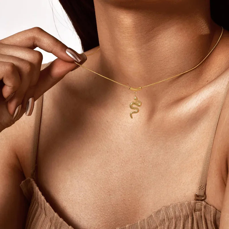 Gold Snake Pendant Necklace