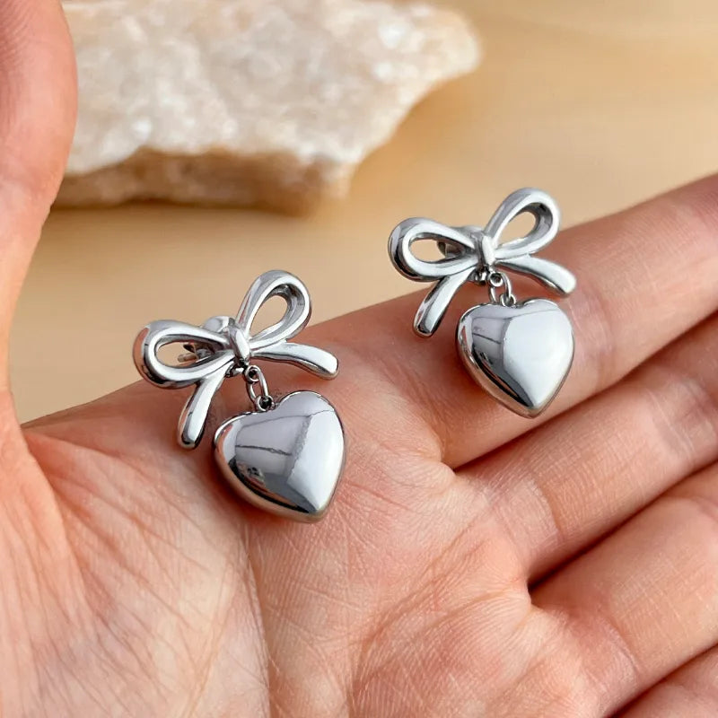 Sweetheart Bow Drop Earrings