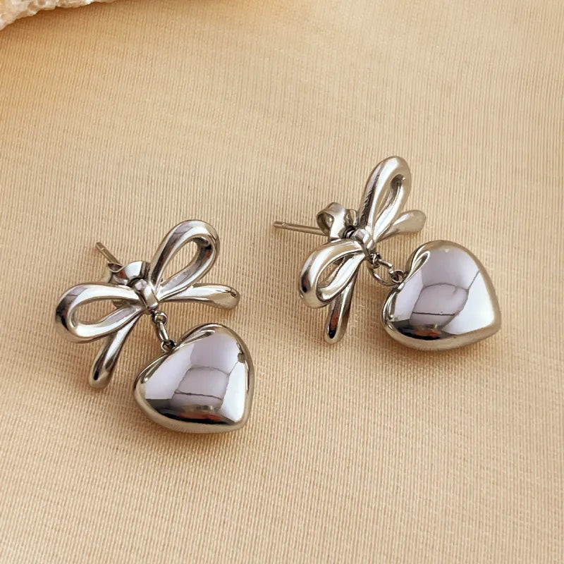 Sweetheart Bow Drop Earrings