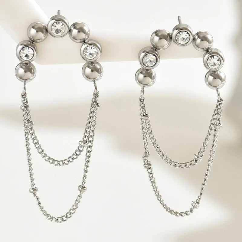 Crystal Drape Stud Earrings