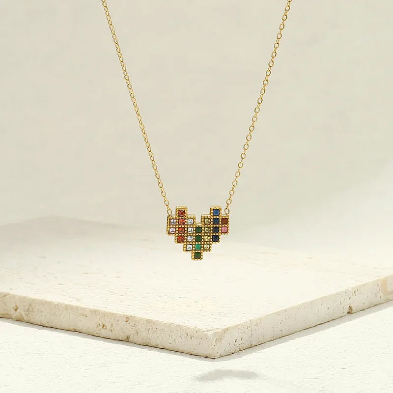 Pixel Heart Pendant Necklace