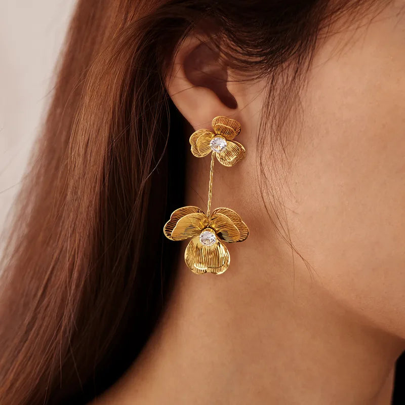 Golden Bloom Drop Earrings