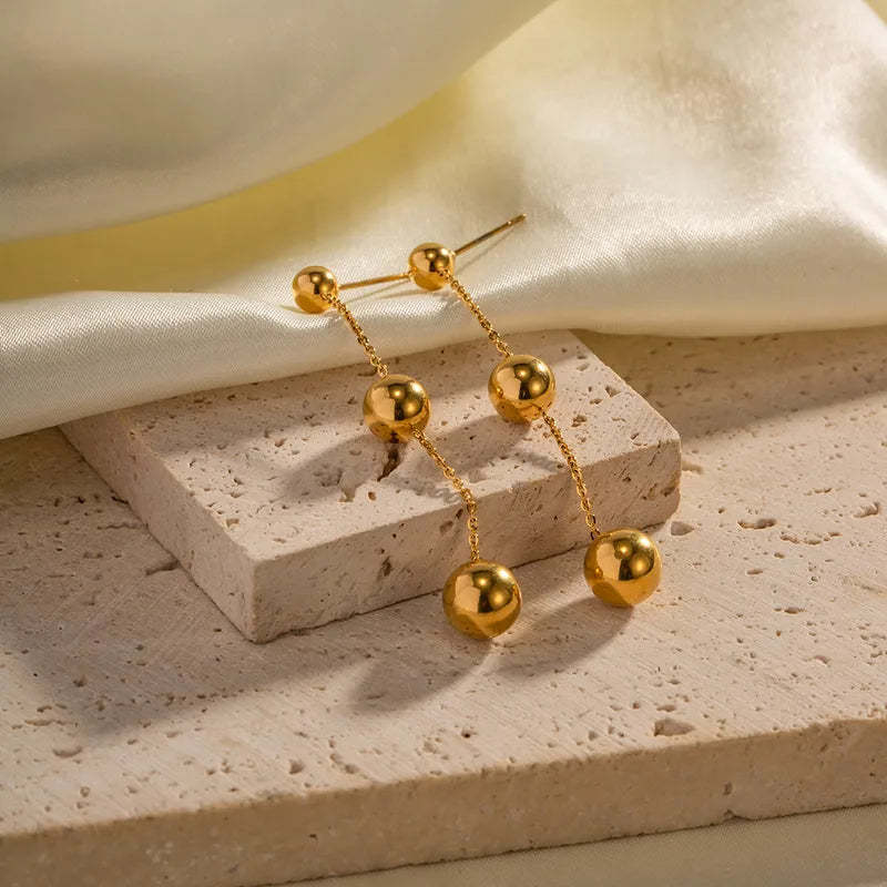 Linear Drop Ball Earrings