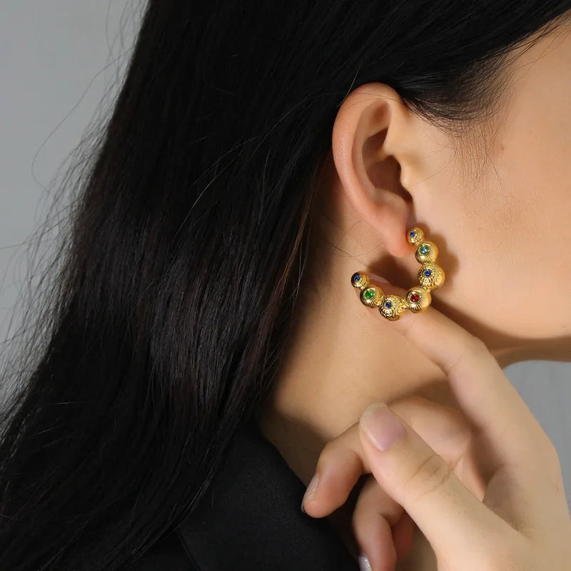 Aurora Gem Hoop Earrings