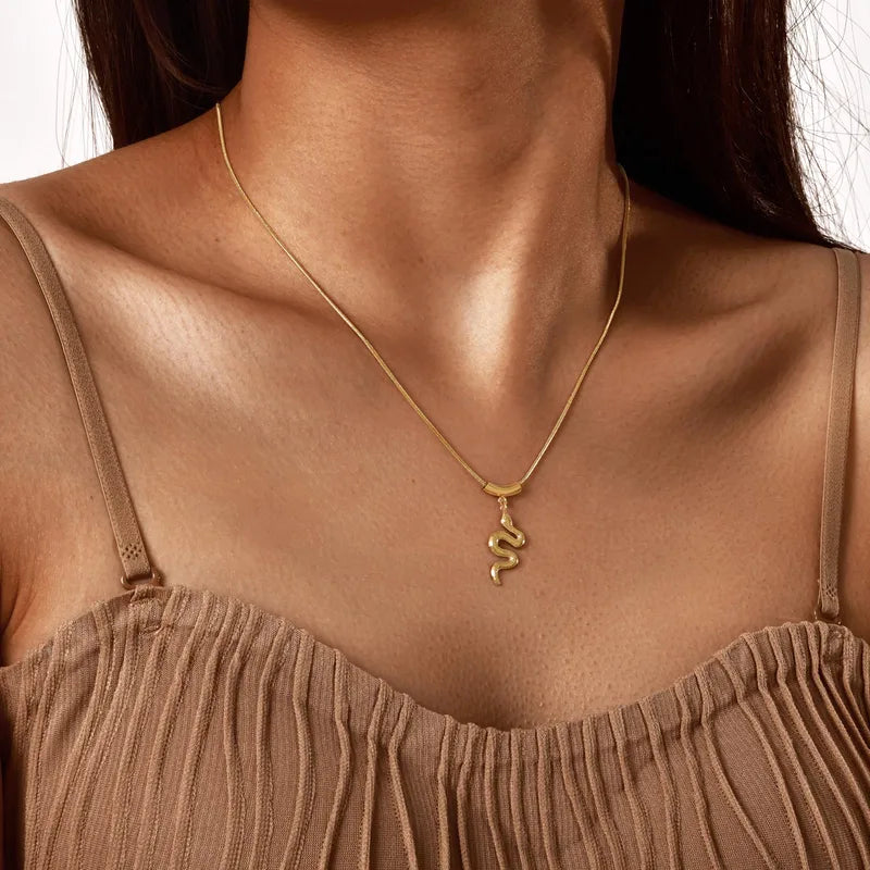 Gold Snake Pendant Necklace