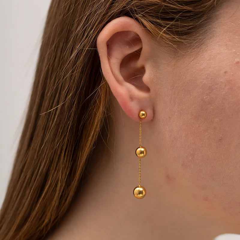 Linear Drop Ball Earrings