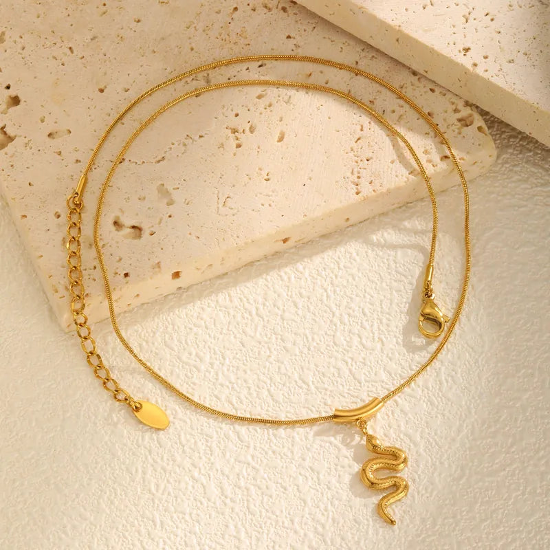 Gold Snake Pendant Necklace