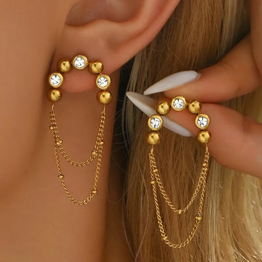 Crystal Drape Stud Earrings