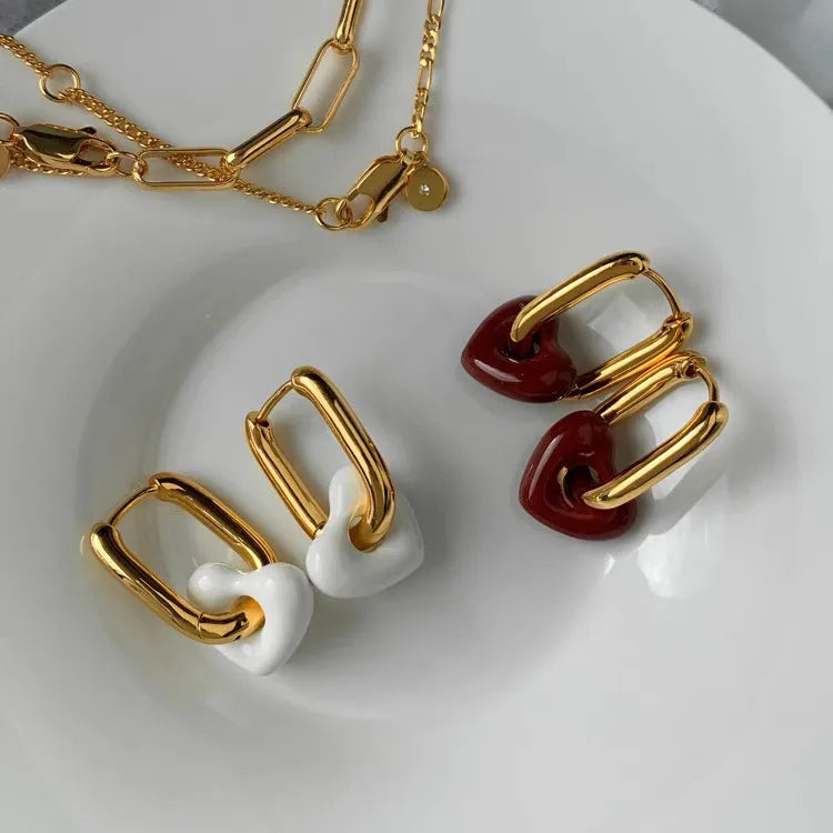 Chunky Heart Drop Earrings