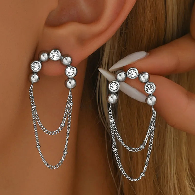 Crystal Drape Stud Earrings