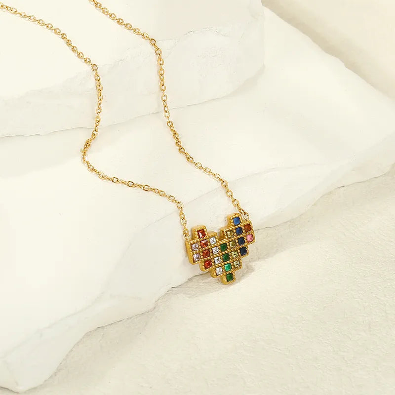 Pixel Heart Pendant Necklace