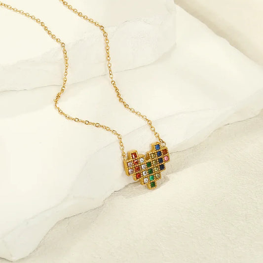 Pixel Heart Pendant Necklace