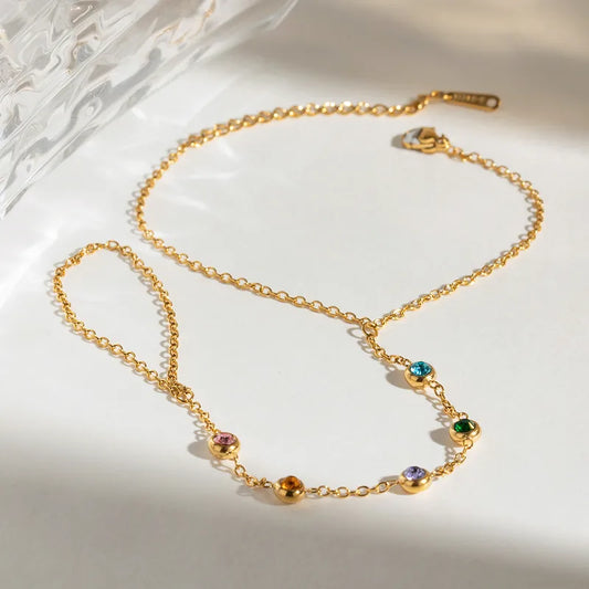Iris Gemstone Hand Chain Bracelet
