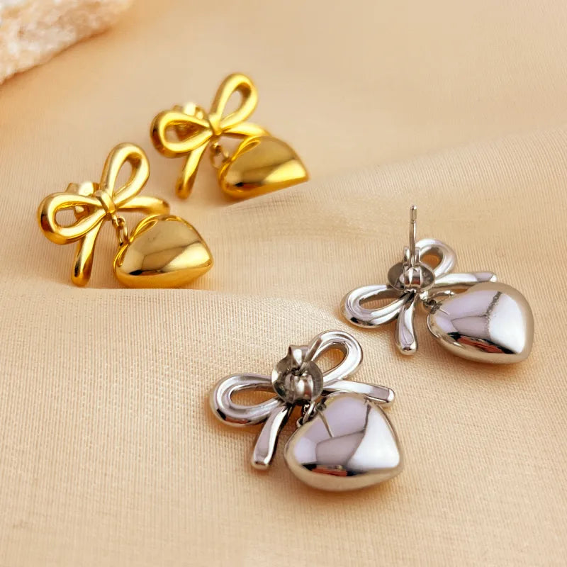 Sweetheart Bow Drop Earrings