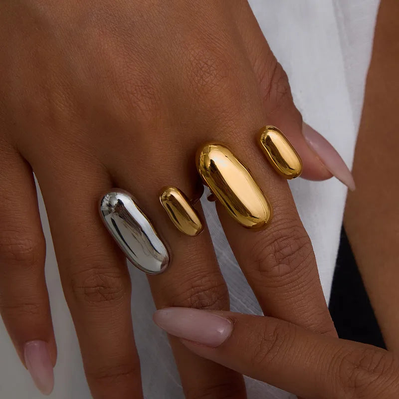 Mixed Metal Geometric Open Ring