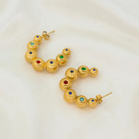 Aurora Gem Hoop Earrings