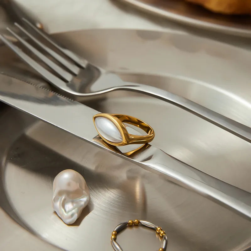 Pearl-Plated Oval Ring