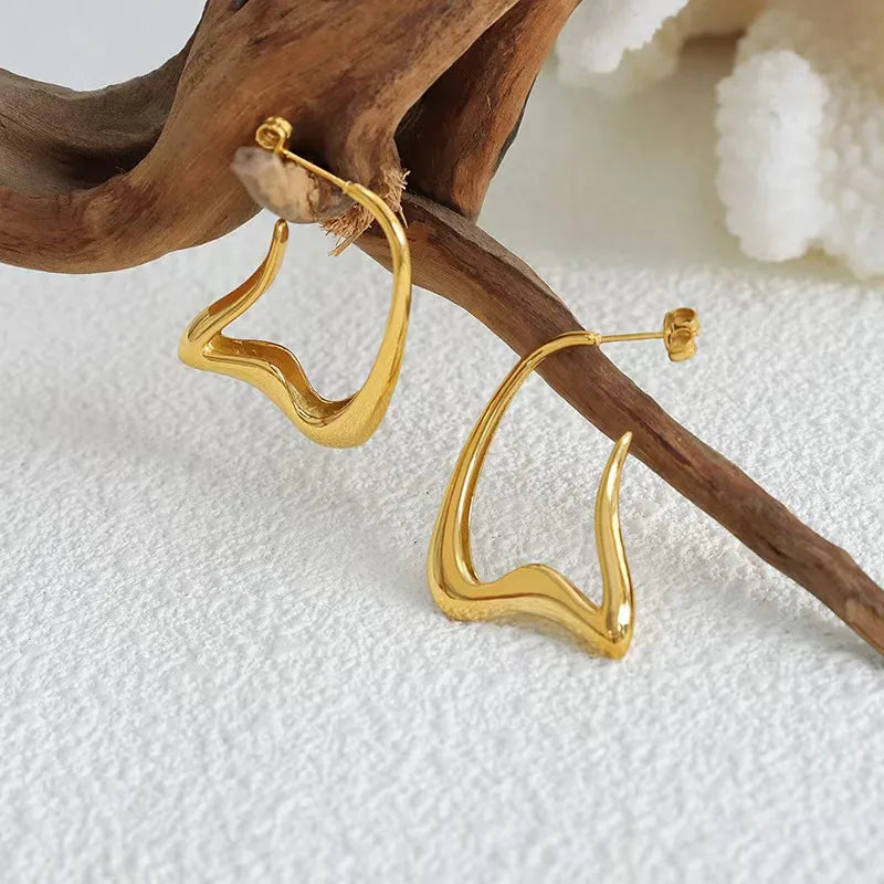 Sculpted Wave Hoop Earrings