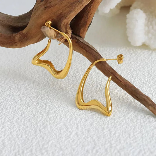 Sculpted Wave Hoop Earrings