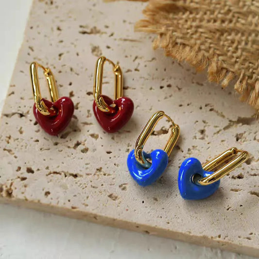 Chunky Heart Drop Earrings
