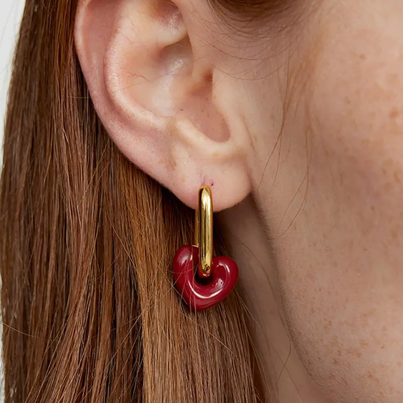 Chunky Heart Drop Earrings