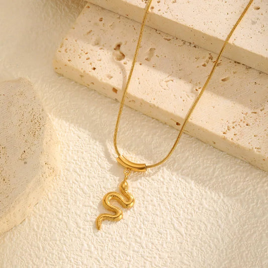Gold Snake Pendant Necklace